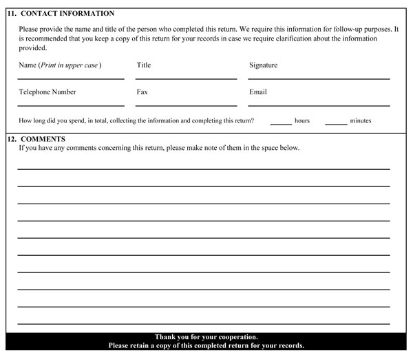 Schedule 1, annual return of corporations form designed to collect detailed information on foreign ownership and control in the Canadian economy