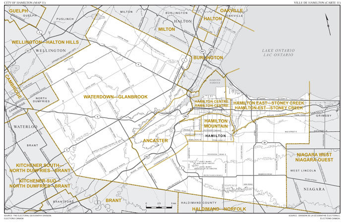 Carte 11: Carte des limites et noms proposés pour les circonscriptions électorales de l’Ontario