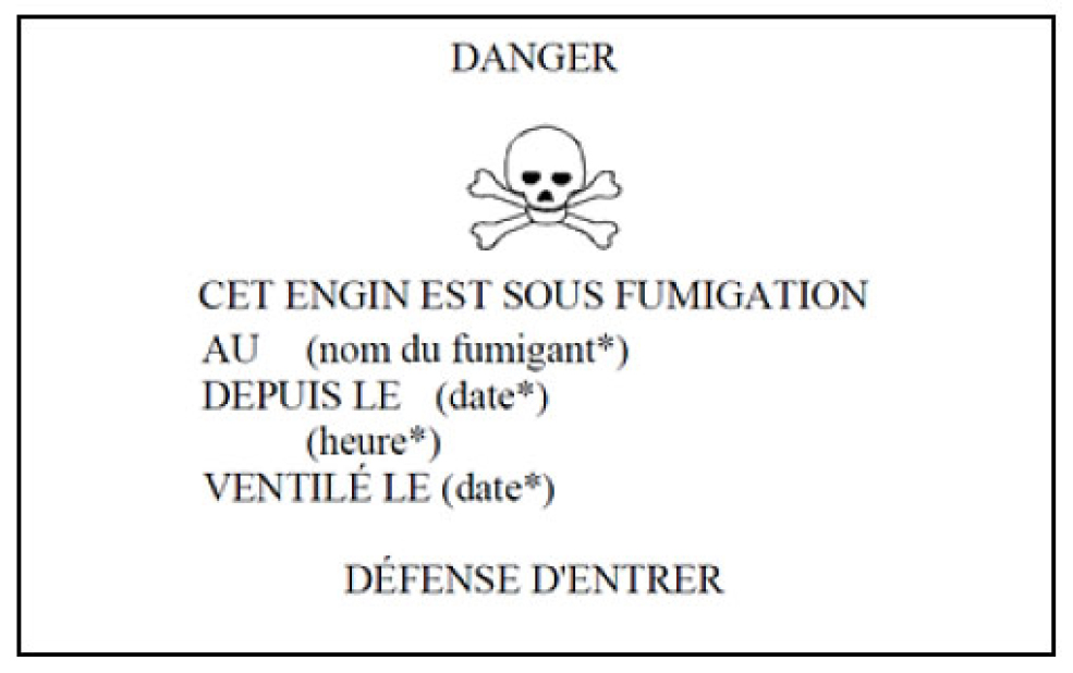 Image - L'illustration et la description qui figurent sous l'intertitre « SIGNE DE FUMIGATION », à l'appendice de la partie 4 du même règlement, sont remplacées par ce qui suit :