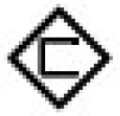 Le symbole est représenté par un losange au centre duquel figure un C majuscule.