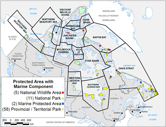 Canadian Polar Bear subpopulations and protected areas