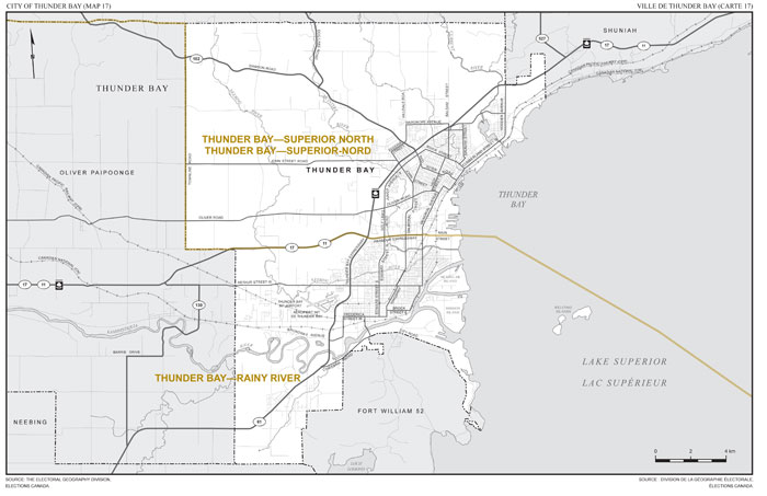 Map 17: Map of proposed boundaries and names for the electoral districts of Ontario