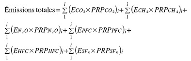 Formule - 2. (1) Afin de déterminer si une installation atteint ou dépasse le seuil de déclaration susmentionné à l'article 1, l'équation suivante et les critères présentés dans les paragraphes (2) à (4) du présent article doivent être utilisés :.