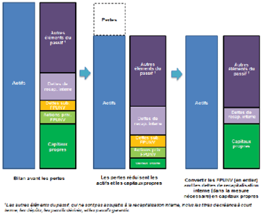 Figure 1. Exemple illustratif de l'incidence de la recapitalisation interne sur le bilan d'une banque