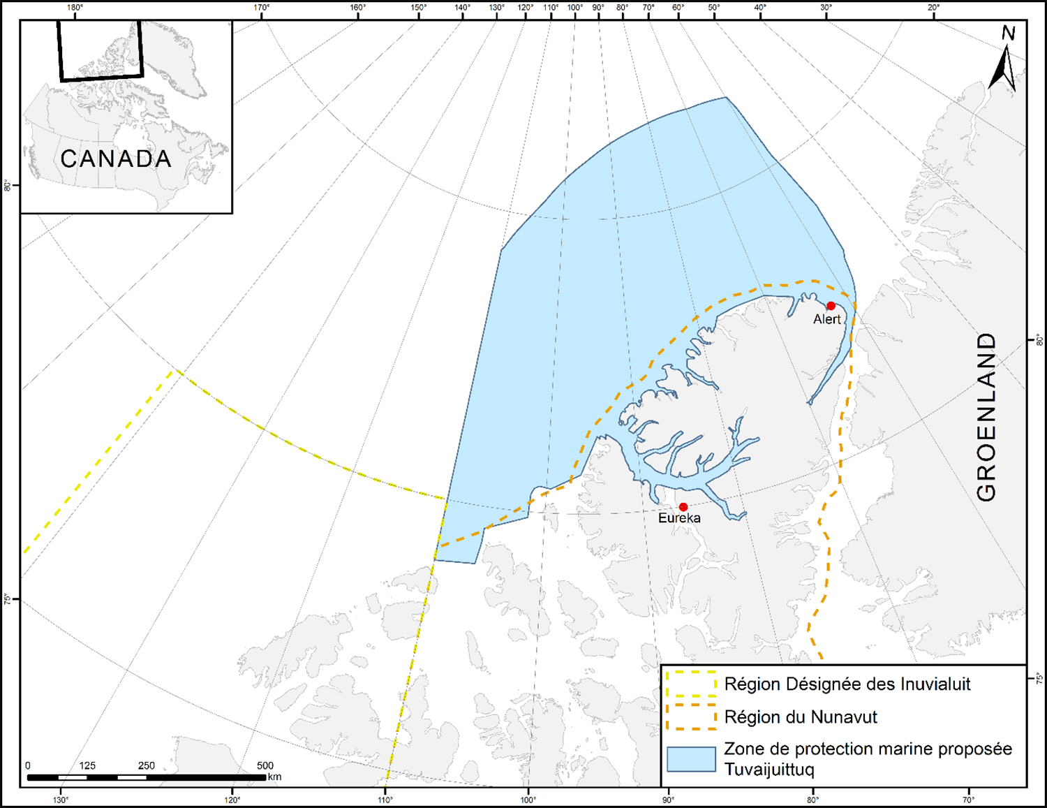 Figure&nbsp;1. Carte de la zone de protection marine propos&eacute;e de Tuvaijuittuq