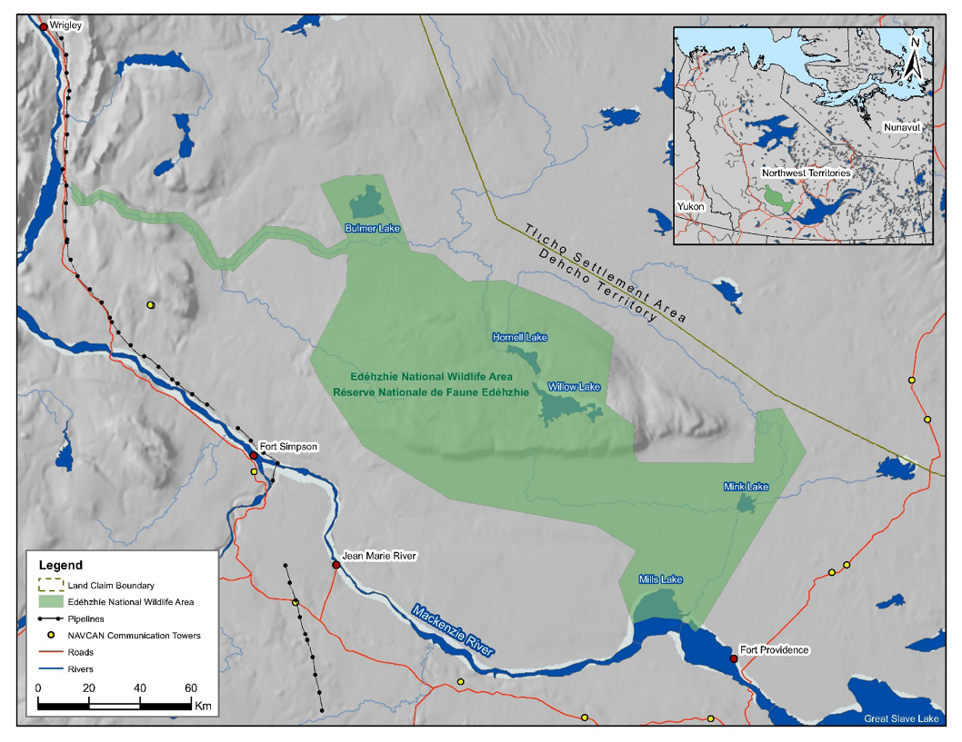 Figure: Map of the proposed Ed&eacute;hzh&iacute;e National Wildlife Area – Text version below the image