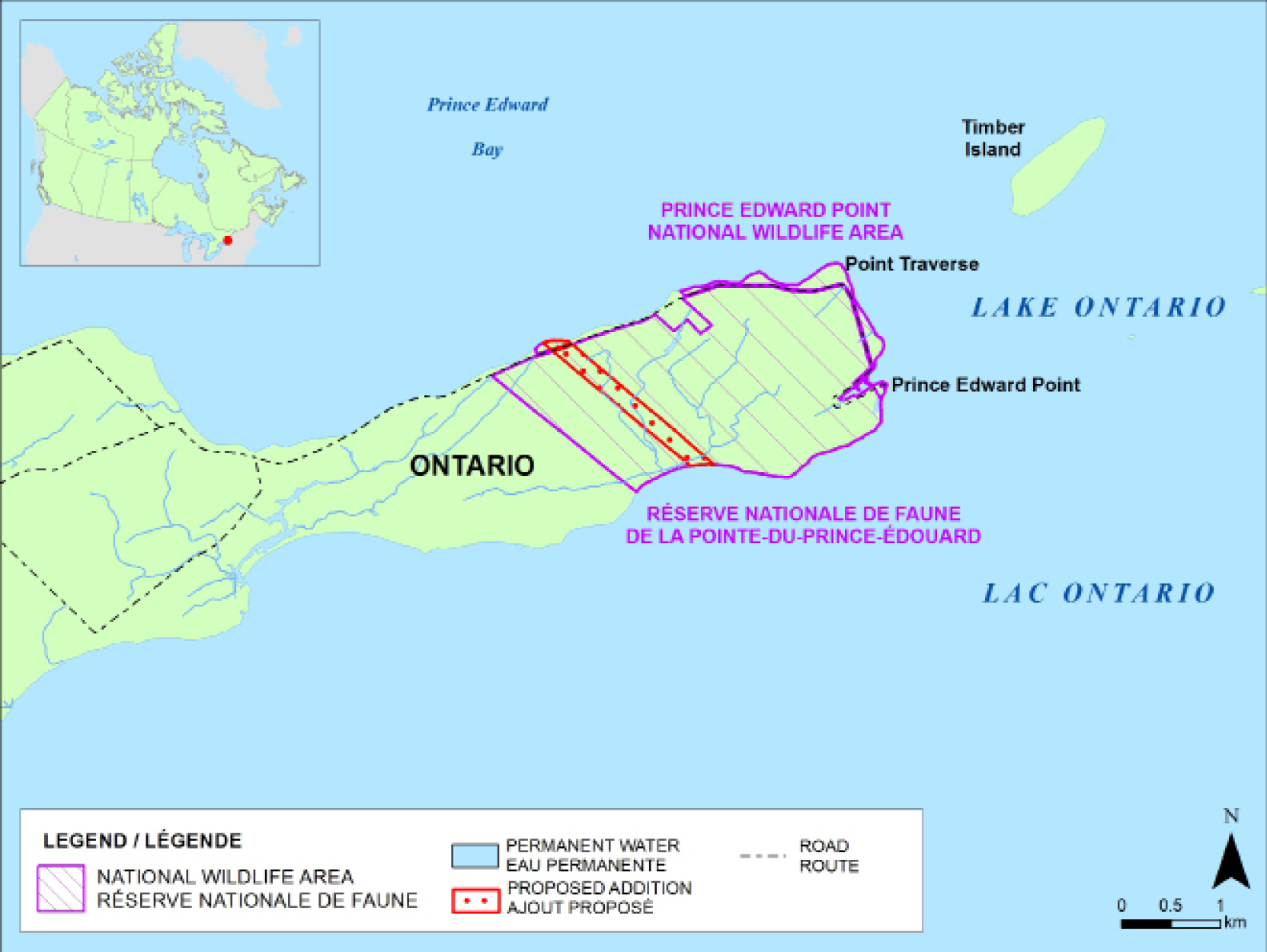 Figure 2. Map of the proposed additions to the Prince Edward Point National Wildlife Area – long description follows.