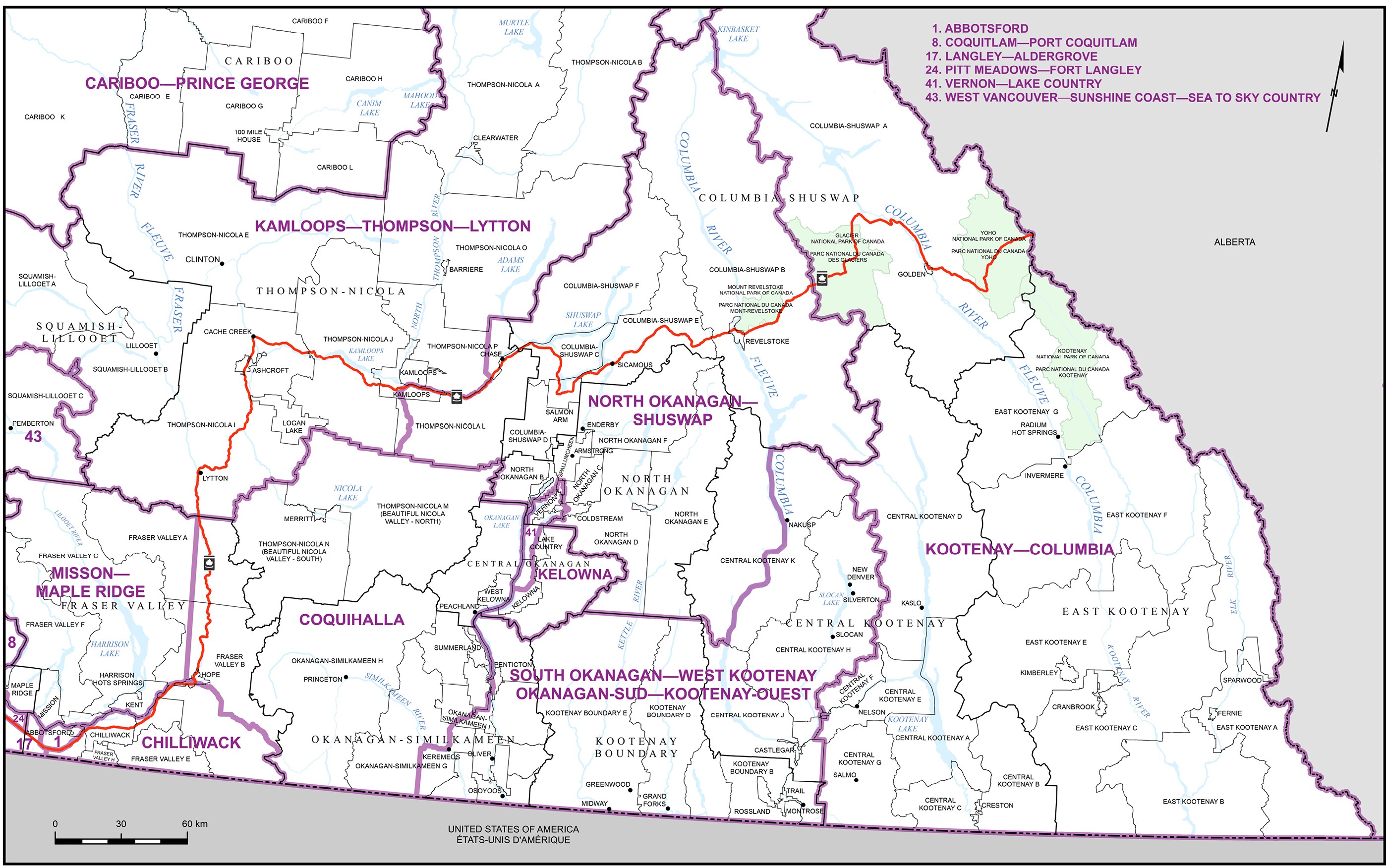 Carte 2&nbsp;&mdash;&nbsp;Sud-Est de la Colombie-Britannique