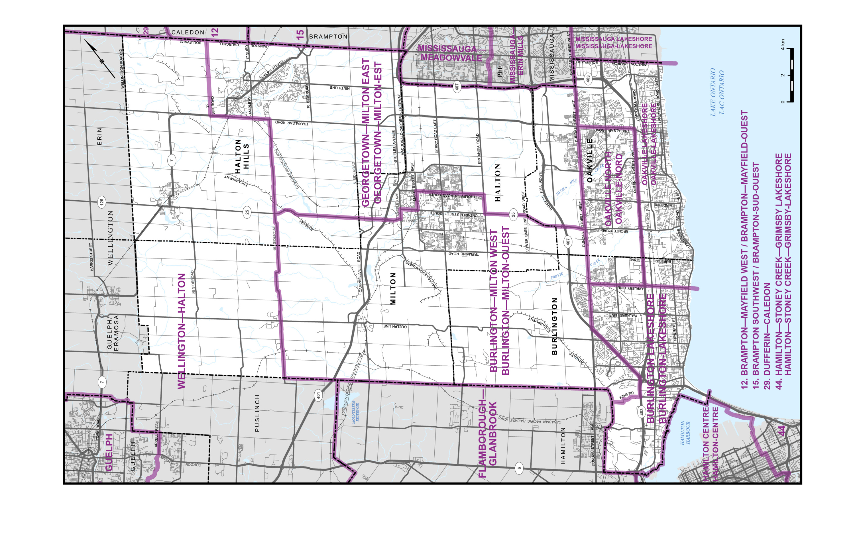 Carte 12&nbsp;&ndash;&nbsp;Municipalité régionale de Halton 