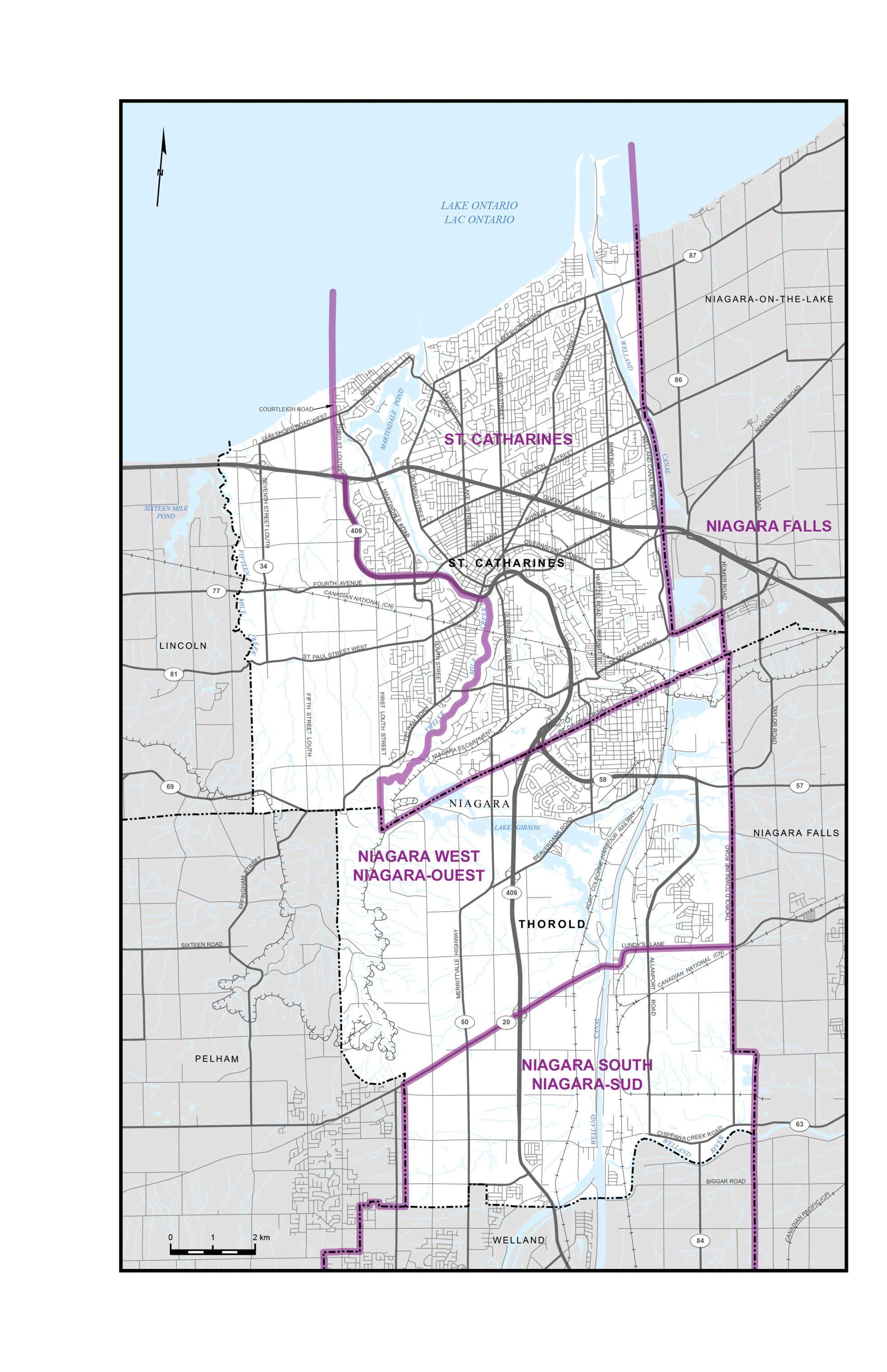 Carte 18&nbsp;&ndash;&nbsp;Villes de St. Catharines et de Thorold