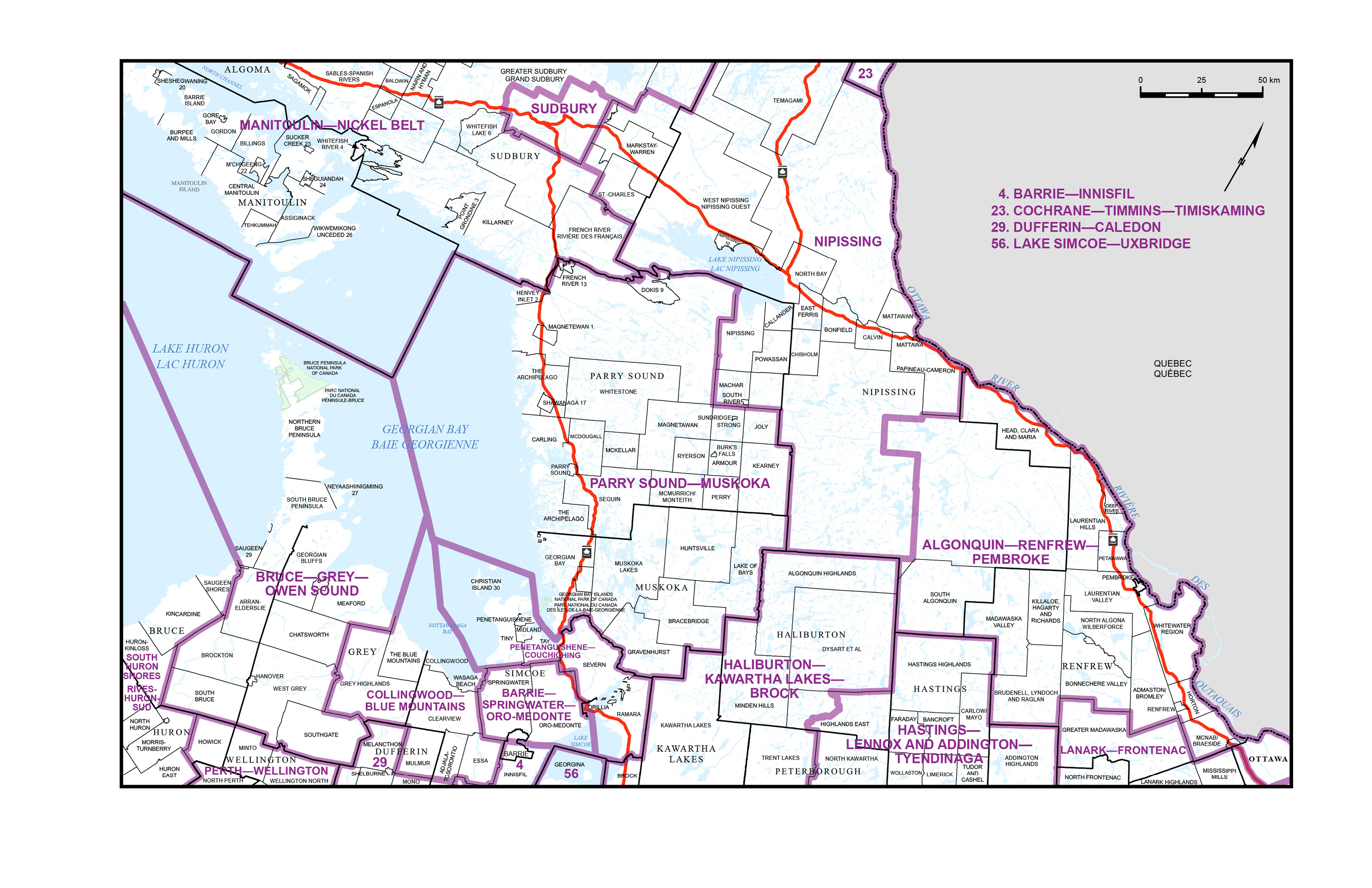 Carte 2&nbsp;&ndash;&nbsp;Le Centre de l’Ontario 