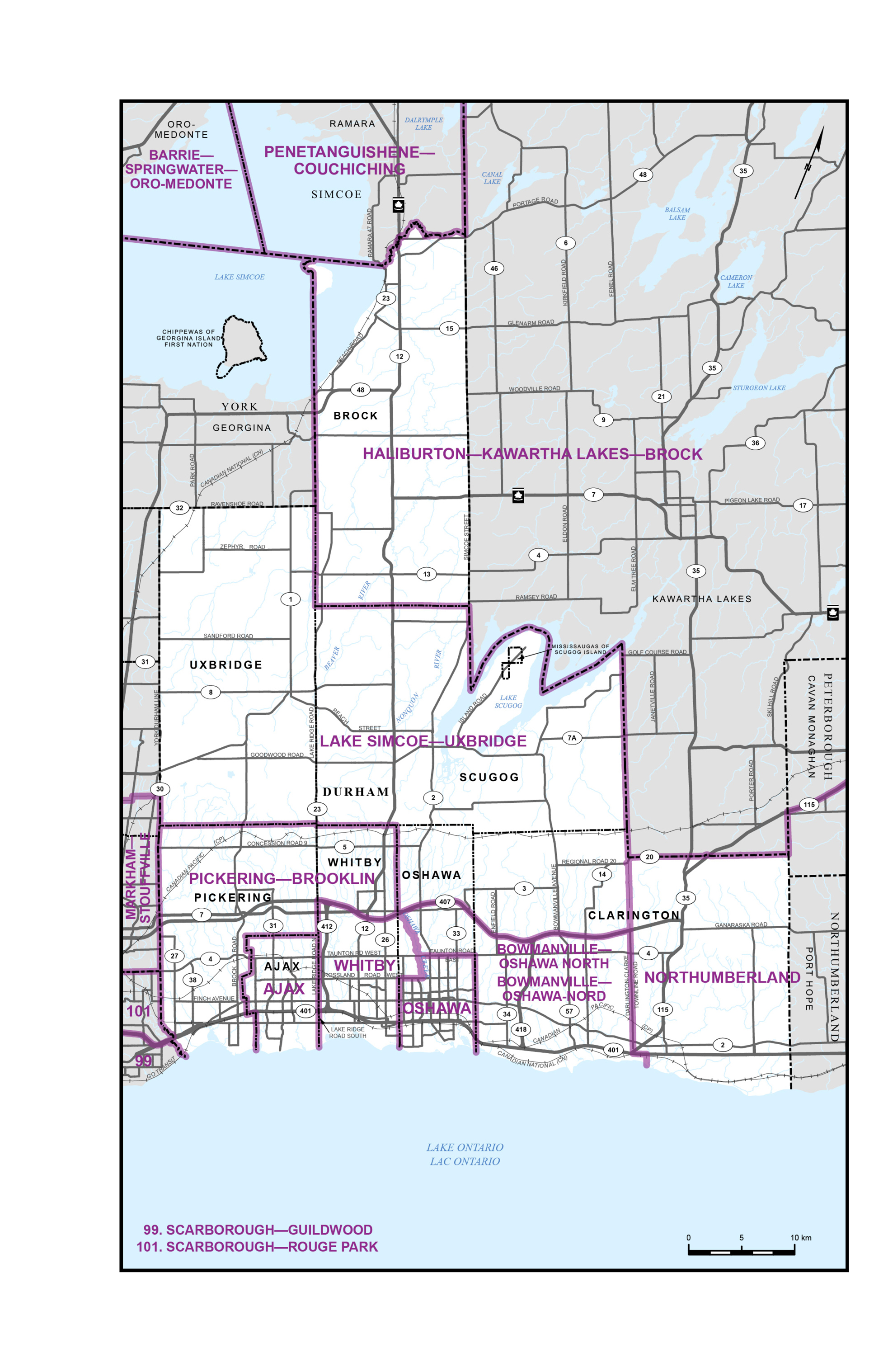 Carte 9&nbsp;&ndash;&nbsp;Municipalité régionale de Durham (partie) 