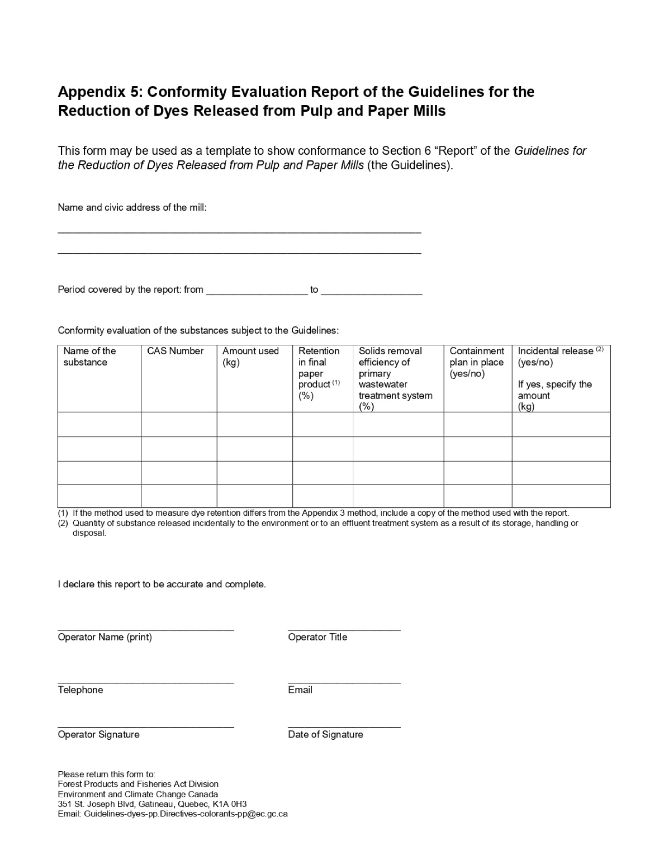 Appendix 5 Example of the Conformity Evaluation Report – Text version below the image