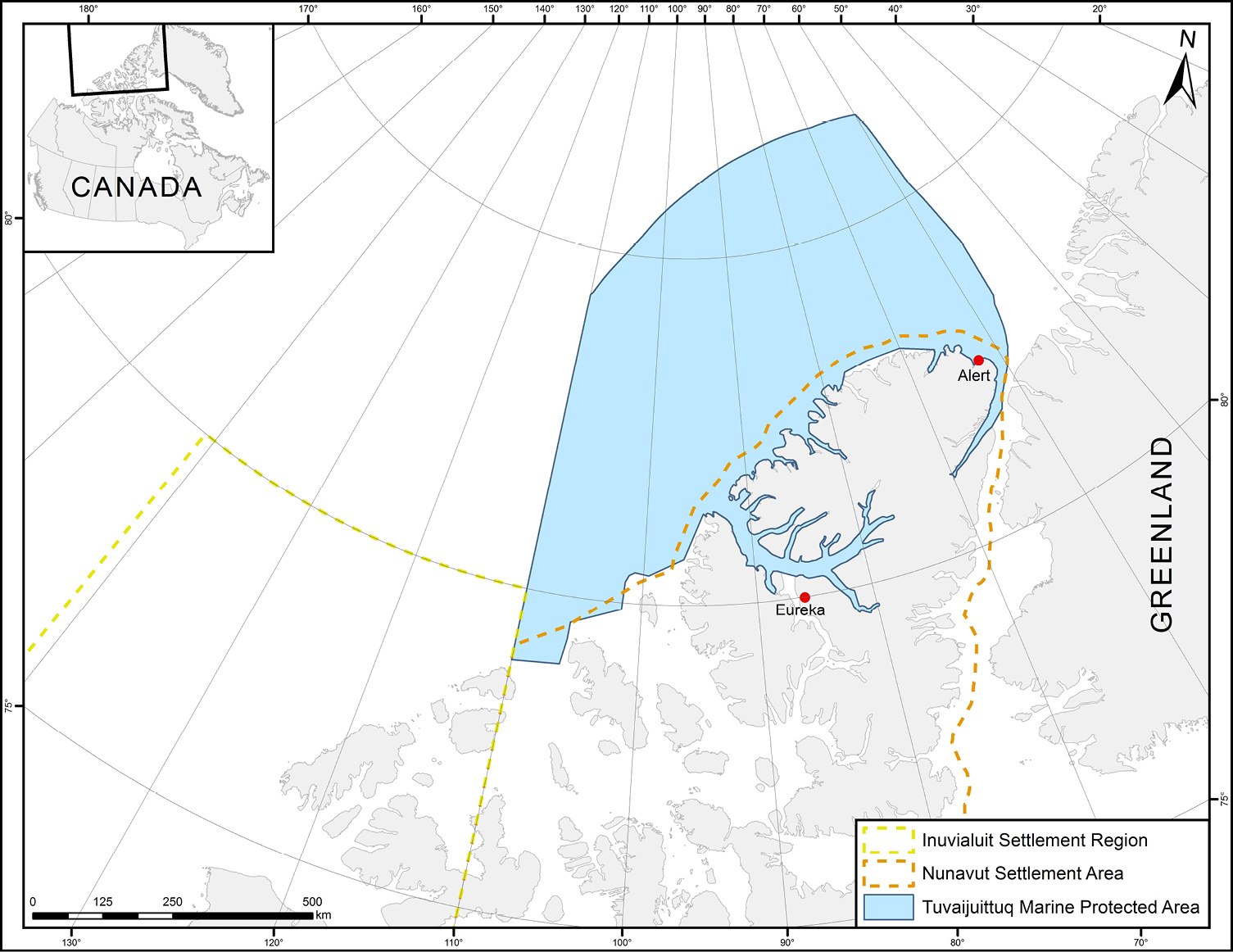 Figure 1: Map of the Tuvaijuittuq Marine Protected Area – Text version below the image
