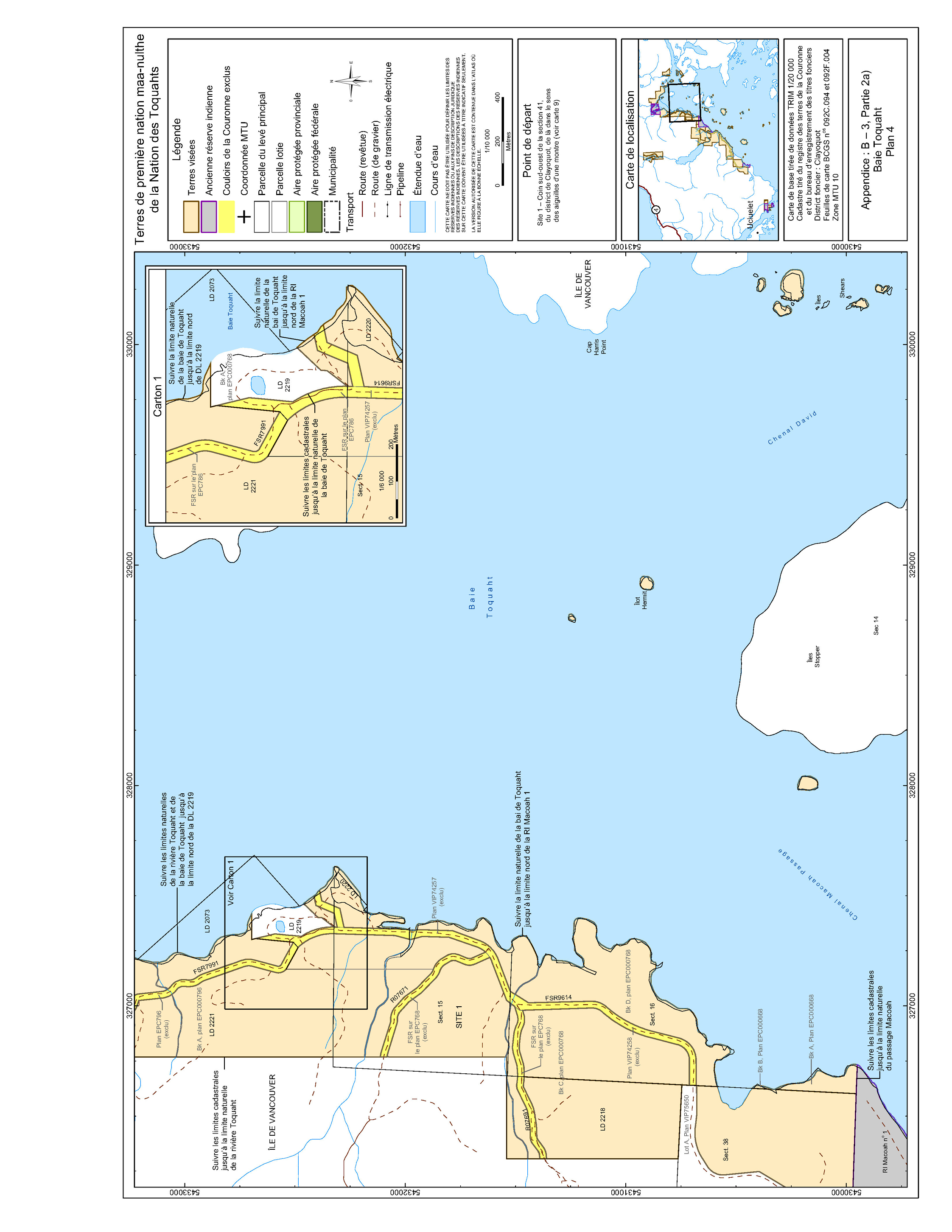 Carte-Figure&nbsp;2&nbsp;: Plan 4&nbsp;: Baie de Toquaht – Version textuelle en dessous de l'image
