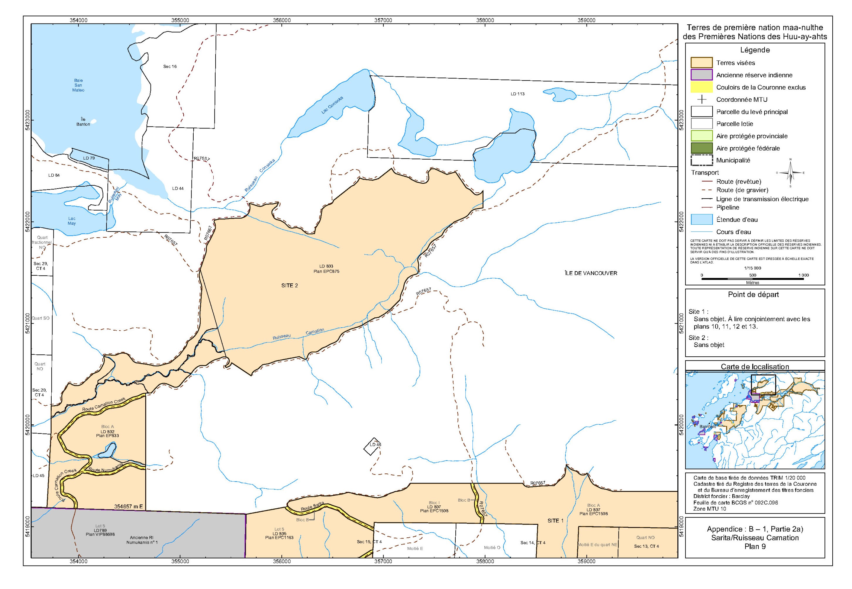 Figure 3 : Carte de Sarita / Carnation Creek, plan 9 – Version textuelle en dessous de la carte