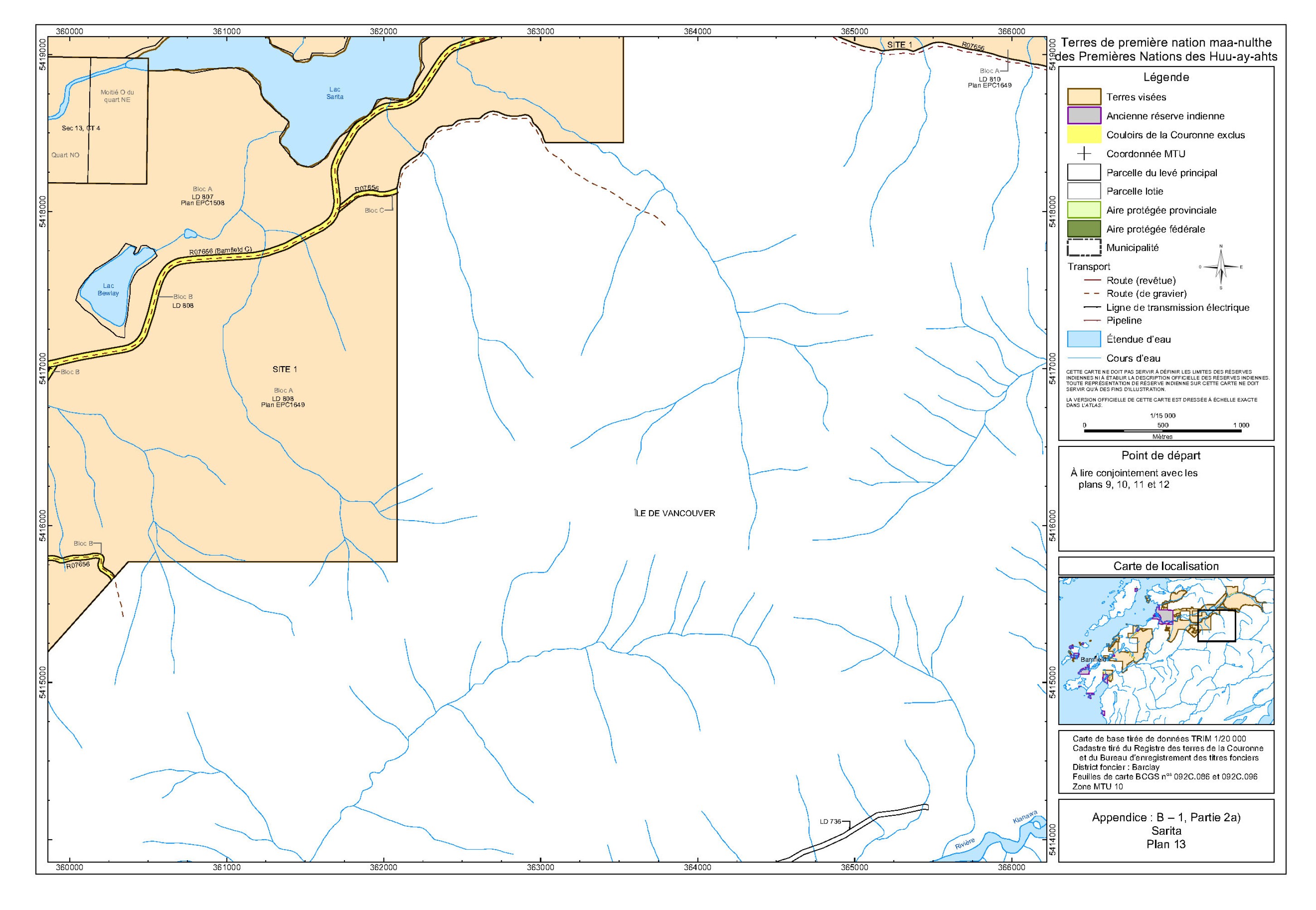 Figure 5 : Carte de Sarita, plan 13 – Version textuelle en dessous de la carte