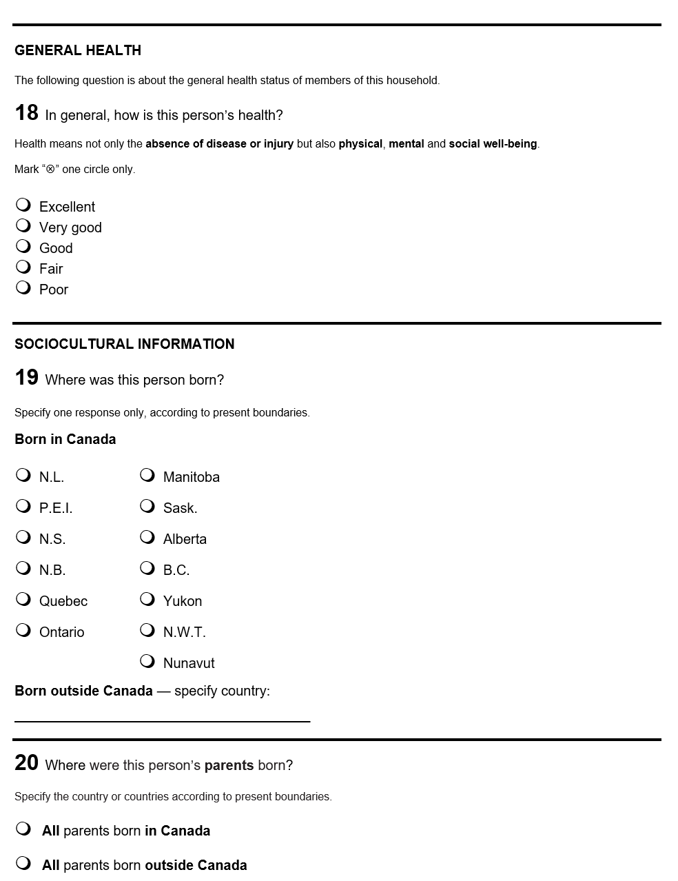 Page 10 of the English census form. – Text version below the image