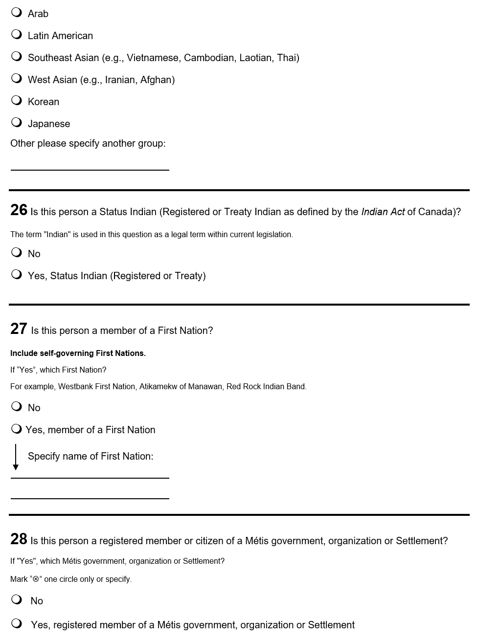 Page 13 of the English census form. – Text version below the image
