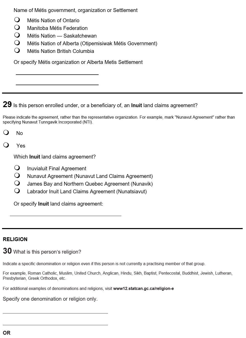 Page 14 of the English census form. – Text version below the image