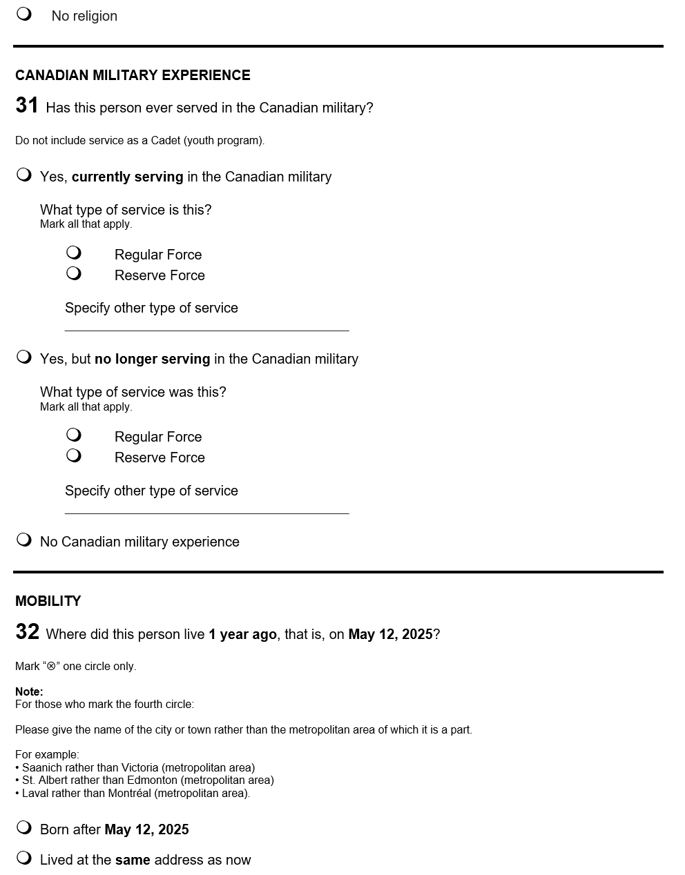 Page 15 of the English census form. – Text version below the image
