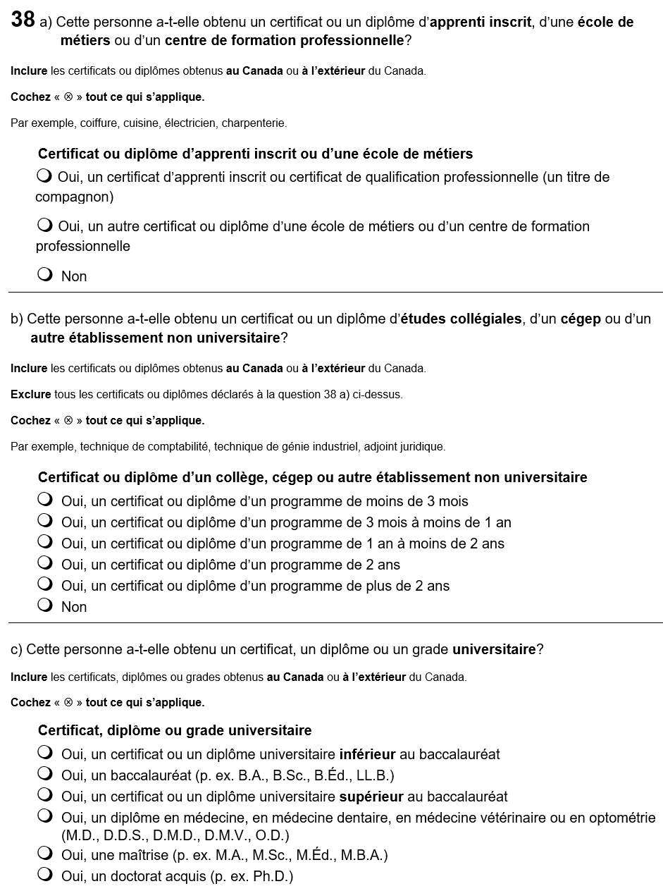 Page 19 du recensement français. – Version textuelle en dessous de l'image