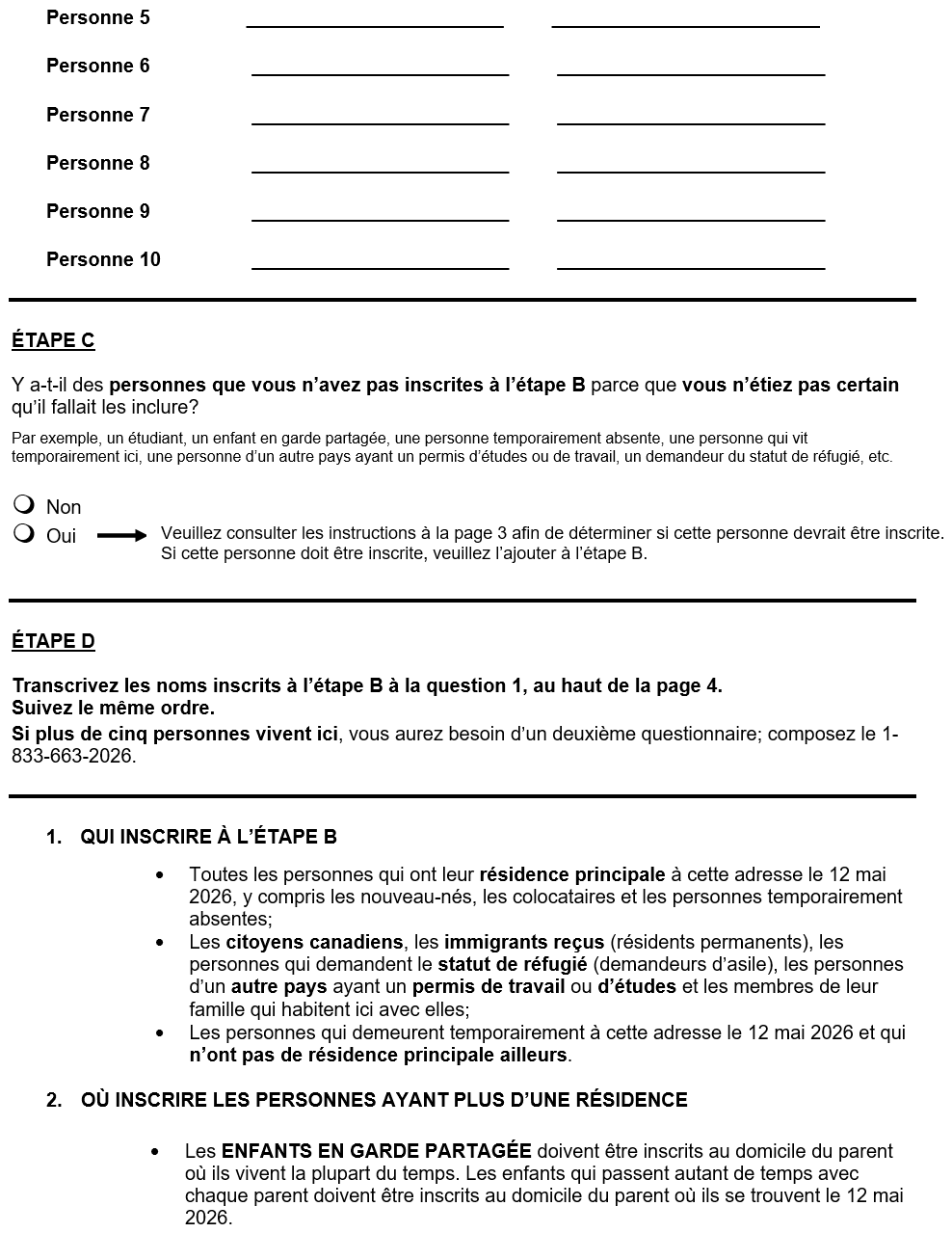 Page 2 du recensement français. – Version textuelle en dessous de l'image