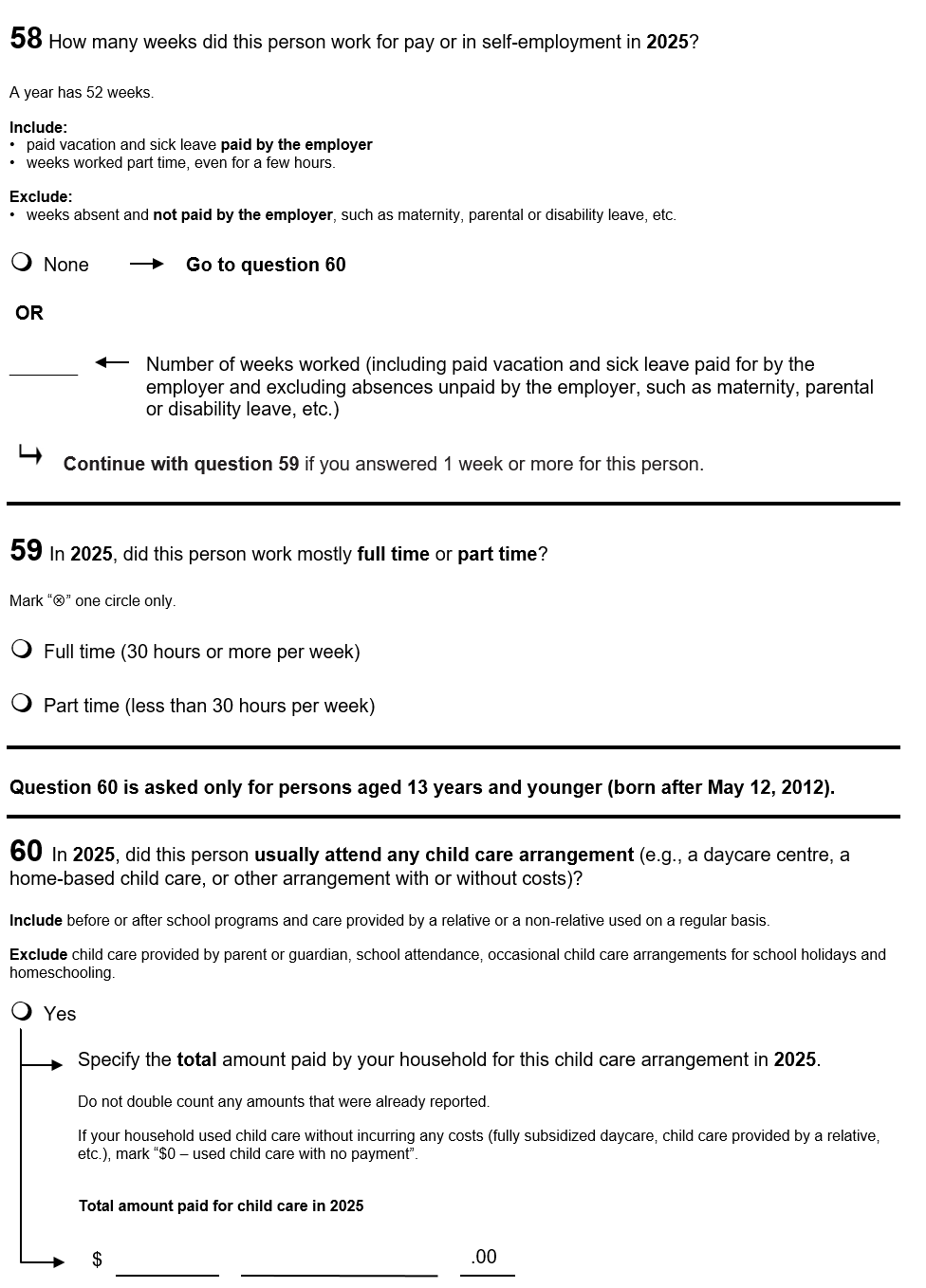 Page 28 of the English census form. – Text version below the image