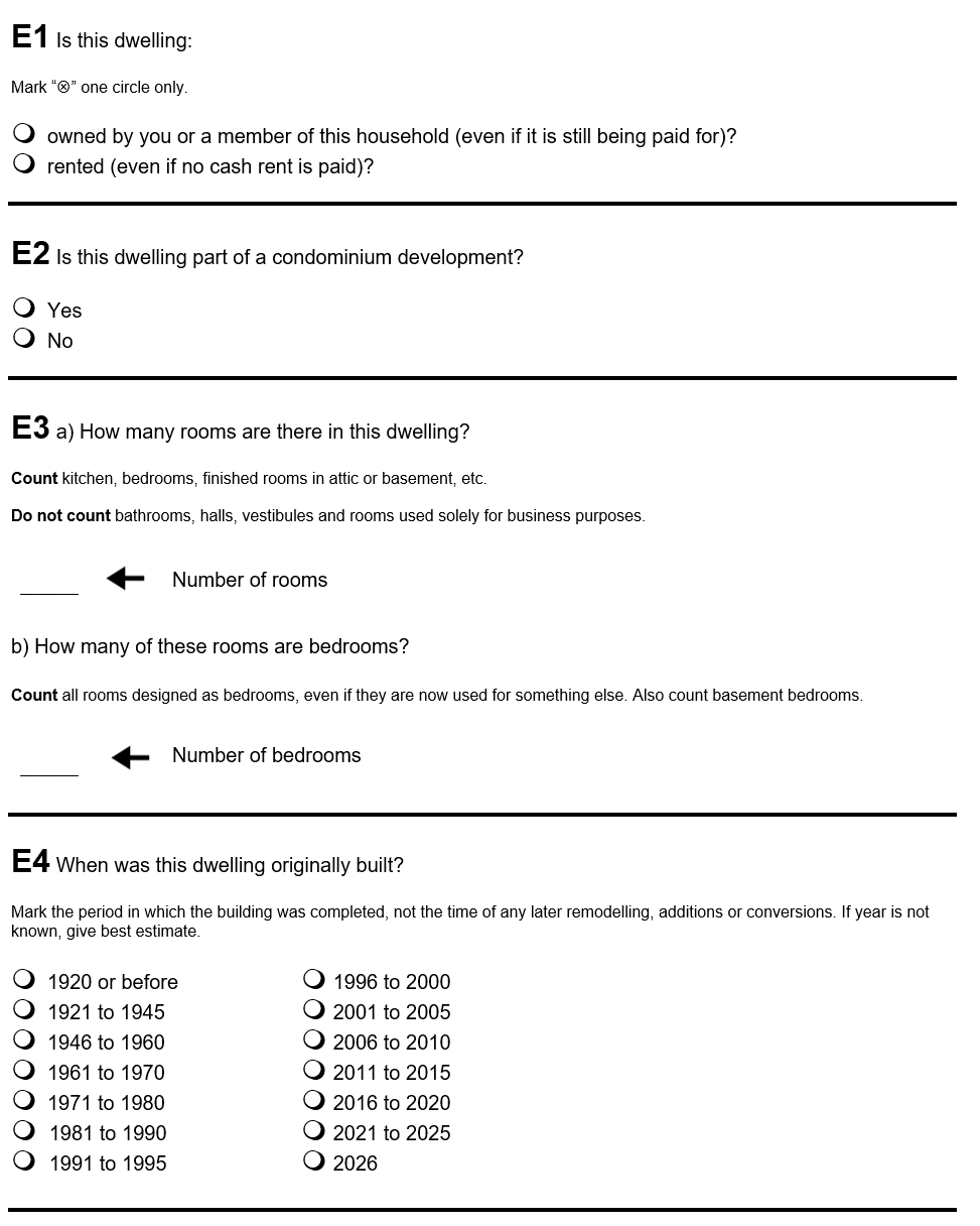 Page 30 of the English census form. – Text version below the image
