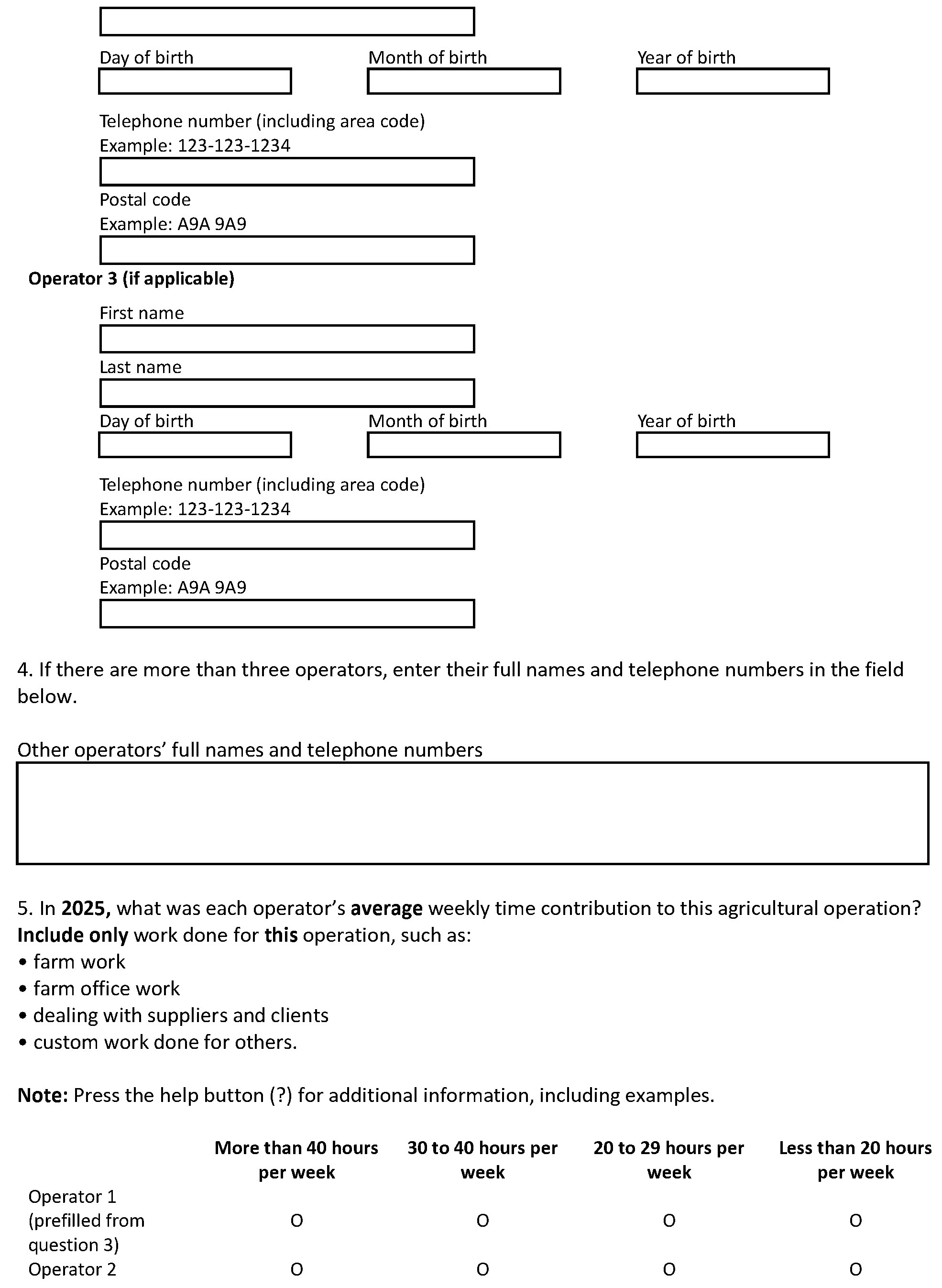 Page 5 of the English census form. – Text version below the image