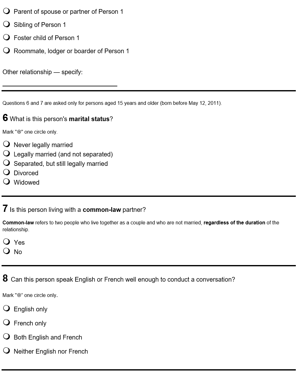 Page 6 of the English census form. – Text version below the image