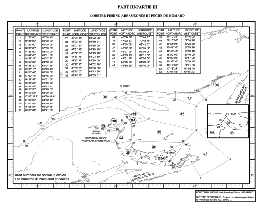 Lobster fishing areas
