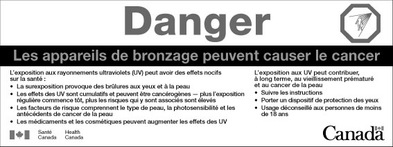 La figure 1 présente l'étiquette de mise en garde des appareils de bronzage.