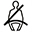 Symbole montrant, en contour, la vue de face d&rsquo;une personne assise portant une ceinture de s&eacute;curit&eacute;.