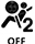 Symbole montrant, au-dessus du mot OFF et en silhouette, la vue lat&eacute;rale gauche d&rsquo;une personne qui porte une ceinture de s&eacute;curit&eacute;, qui est assise en face d&rsquo;un cercle et derri&egrave;re laquelle se trouve le chiffre 2.