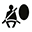 Symbole montrant, en silhouette, la vue de face d&rsquo;une personne qui porte une ceinture de s&eacute;curit&eacute; et qui est assise &agrave; gauche d&rsquo;une ellipse verticale.