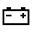 Symbol showing, in contour, a car battery with a positive terminal on the right and a negative terminal on the left.