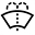 Symbole montrant, en contour, un pare-brise travers&eacute; au centre par une ligne verticale et pointill&eacute;e qui se divise au-dessus de sa partie sup&eacute;rieure en deux demi-cercles pointill&eacute;s en directions oppos&eacute;es.