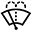 Symbole montrant, en contour, un pare-brise sur lequel repose, en oblique, une ligne repr&eacute;sentant un essuie-glace et qui est travers&eacute; au centre par une ligne verticale et pointill&eacute;e qui se divise au-dessus de sa partie sup&eacute;rieure en deux demi-cercles pointill&eacute;s en directions oppos&eacute;es.