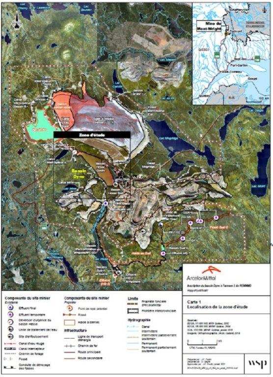 Figure&nbsp;1&nbsp;: Emplacement de la mine de Mont-Wright 