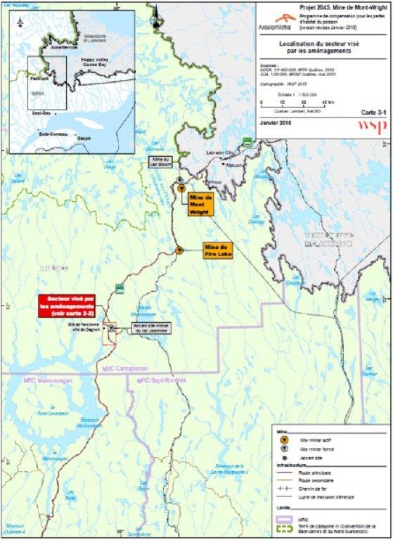 Figure&nbsp;3&nbsp;: Emplacement du site visé par le plan du lac Jeannine 