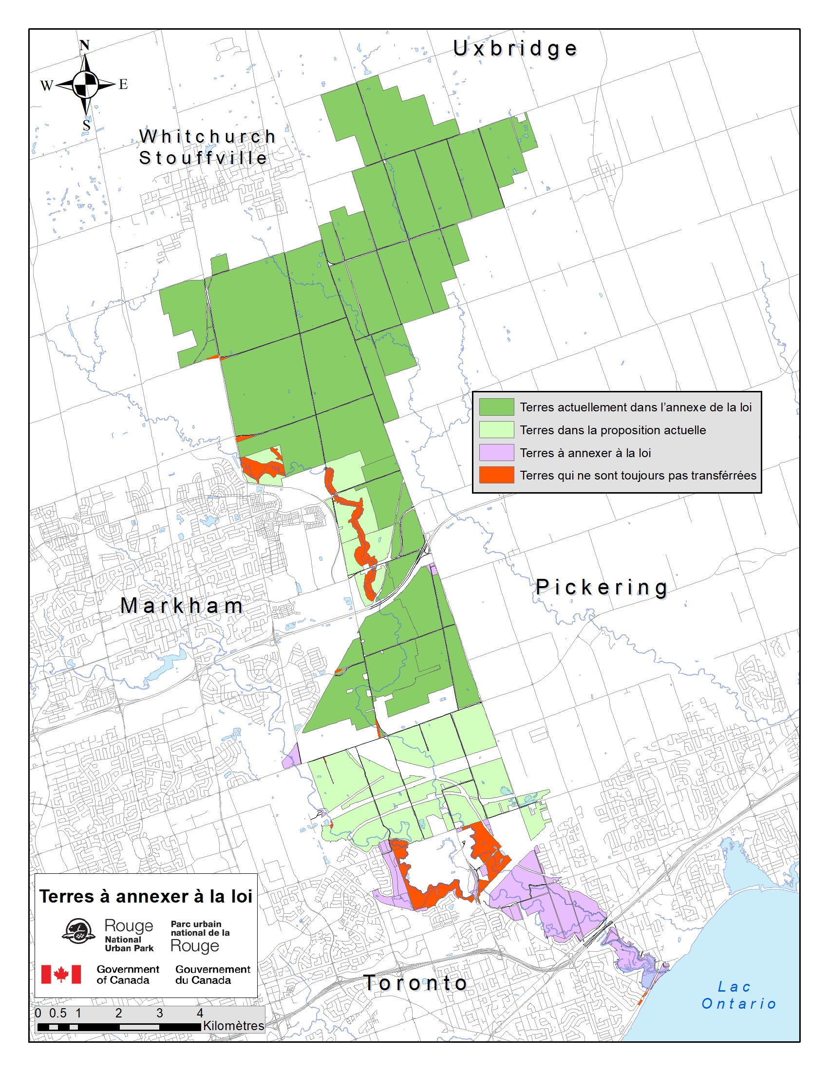 Figure 1&nbsp;: Transfert des terres de Toronto – Version textuelle en dessous de l'image