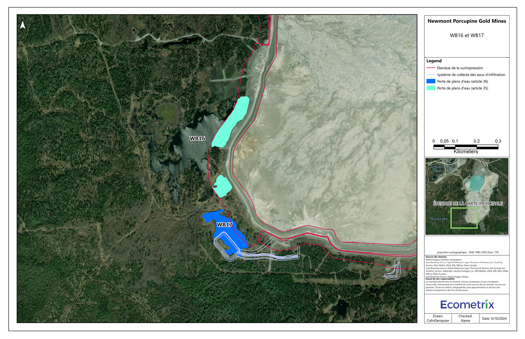 Figure&nbsp;3&nbsp;: Emplacement du plan d’eau WB17 à inscrire à l’annexe&nbsp;2 du REMMMD – Version textuelle en dessous de l'image
