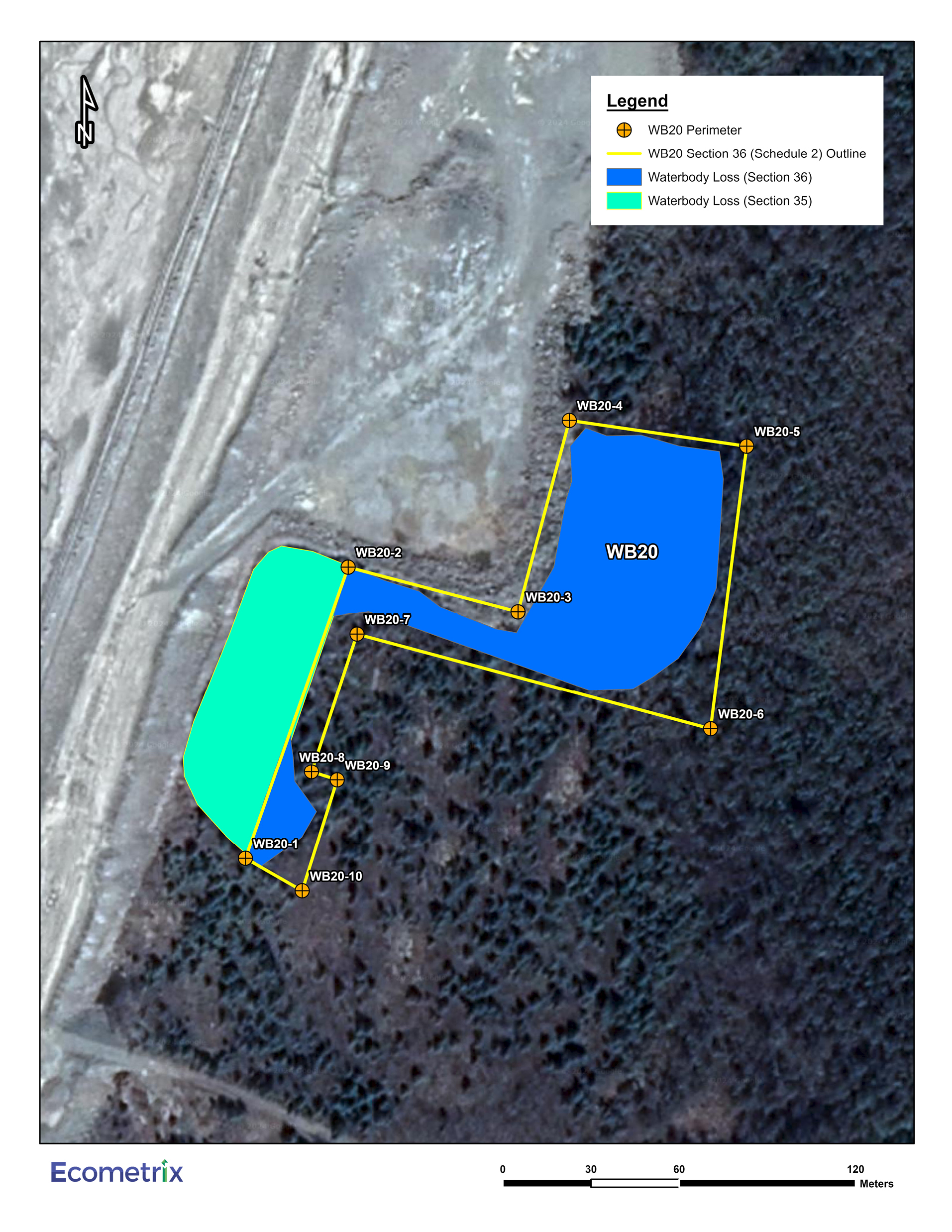 Figure 4: Specific geographic area of water body WB20 to be listed in Schedule&nbsp;2 of the MDMER Figure 4: Specific  – Text version below the image