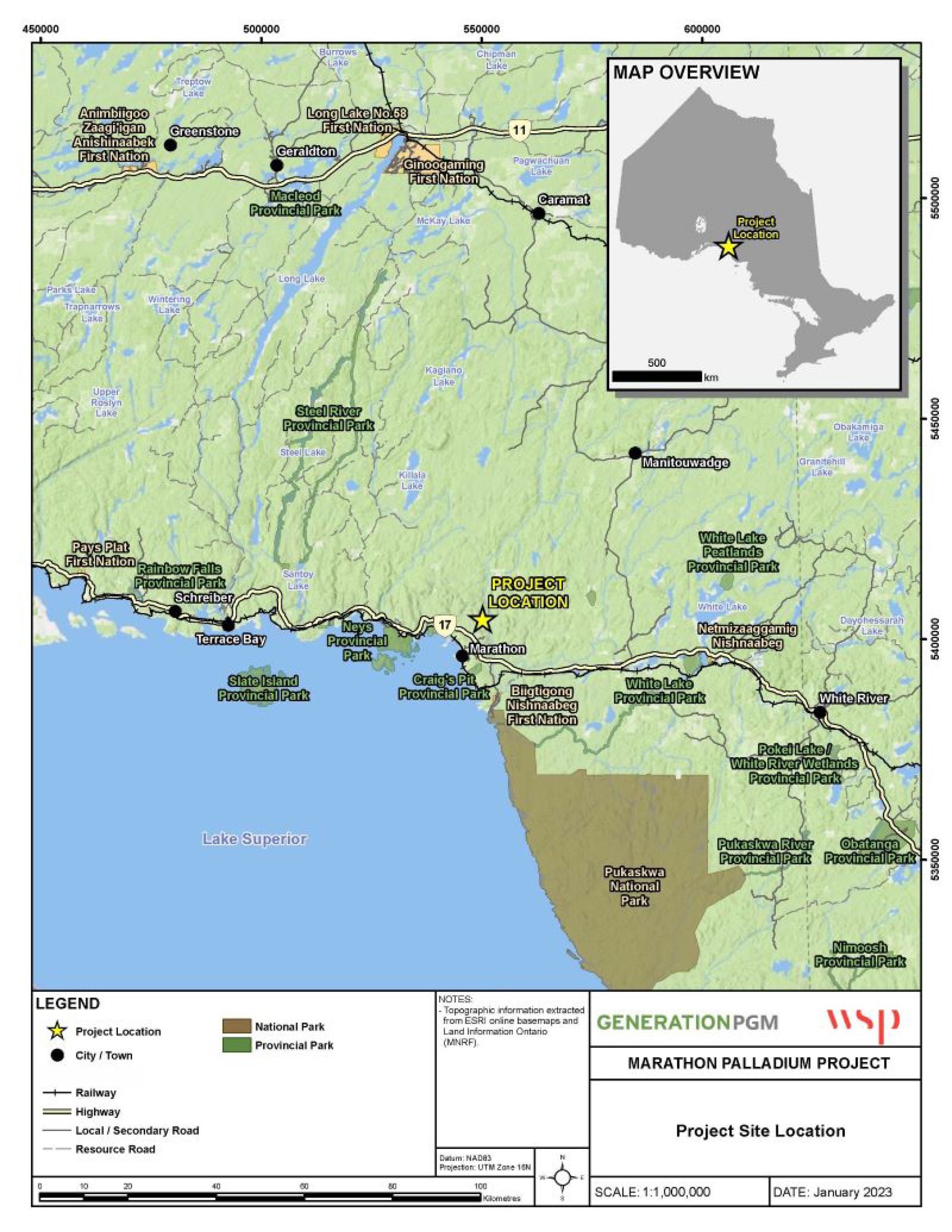 Figure 1: Location of the Marathon Palladium Project – Text version below the image